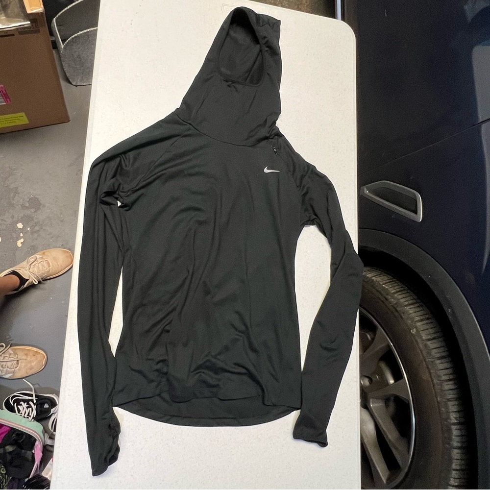 Nike Womens DRI-FIT Long Sleeve Running Hoodie with‎ Hood/Finger Hole